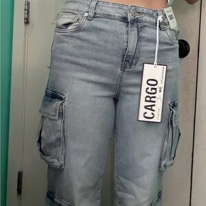 Refuge Light Blue Cargo Flare Jeans